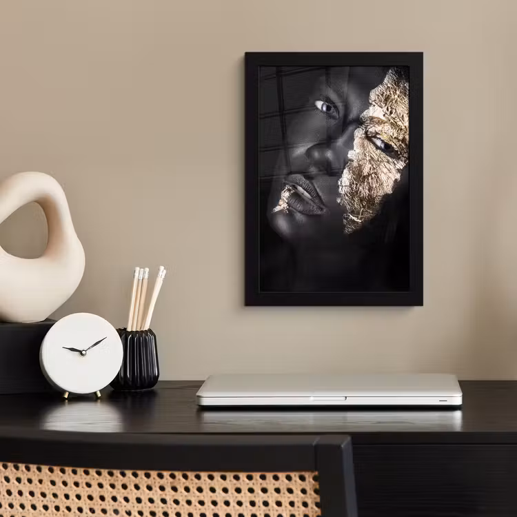 Vrouw - Goud - Zwart - Verf - Luxe fotolijst zwart zonder passe partout klein -sfeer1