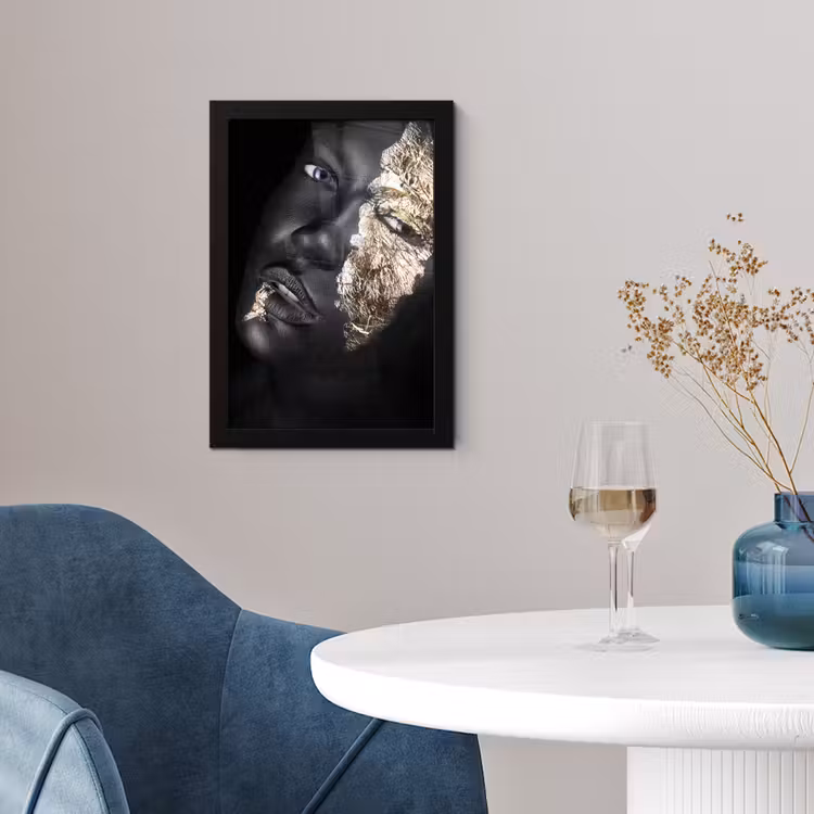 Vrouw - Goud - Zwart - Verf - Luxe fotolijst zwart zonder passe partout klein -sfeer4