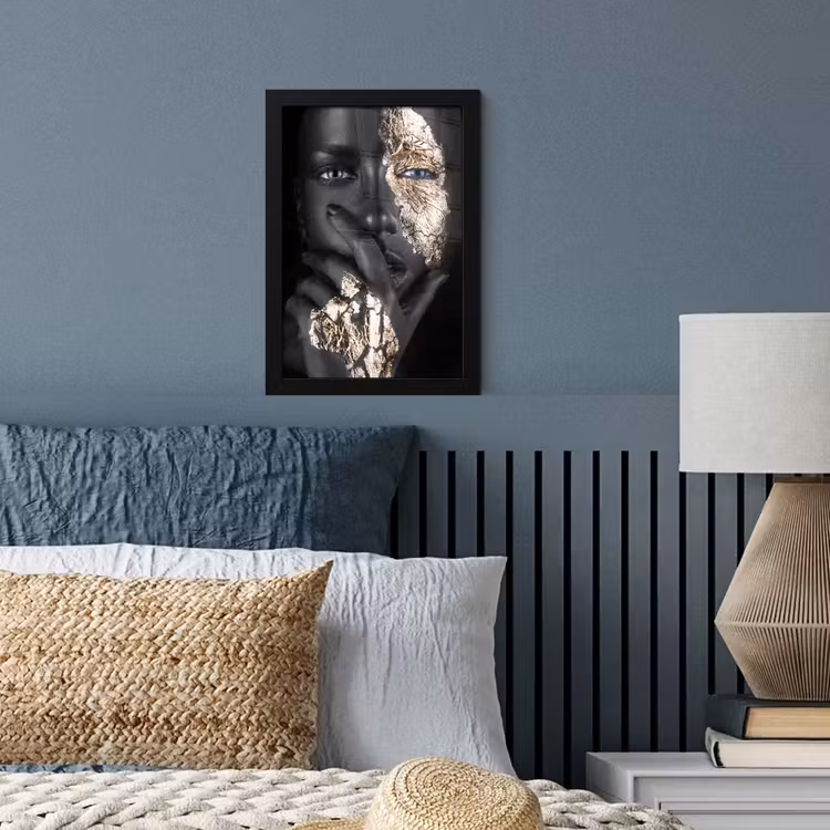 Vrouw - Goud - Zwart - Schmink - Luxe fotolijst zwart zonder passe partout klein -sfeer3