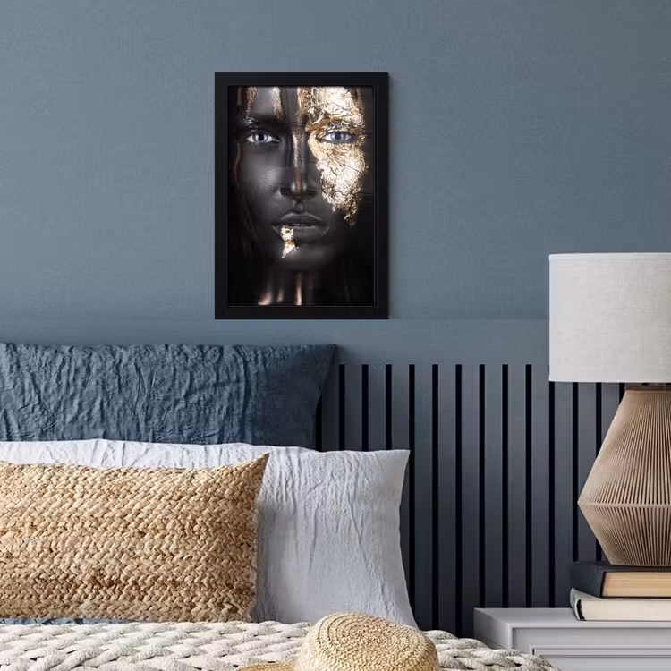 Vrouw - Bladgoud - Zwart - Goud - Luxe fotolijst zwart zonder passe partout klein -sfeer3