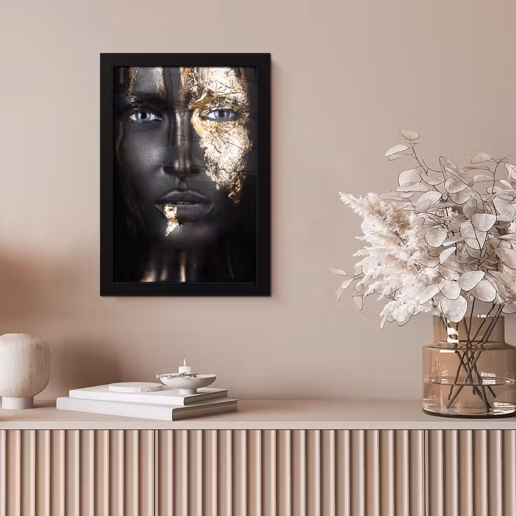 Vrouw - Bladgoud - Zwart - Goud - Luxe fotolijst zwart zonder passe partout klein -sfeer5