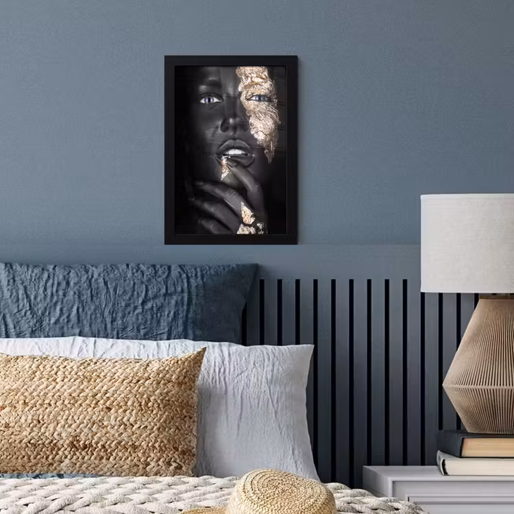 Vrouw - Bladgoud - Zwart - Huid - Luxe fotolijst zwart zonder passe partout klein -sfeer3