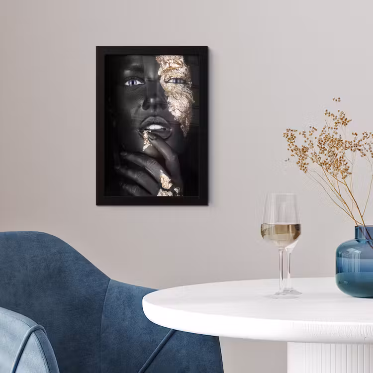 Vrouw - Bladgoud - Zwart - Huid - Luxe fotolijst zwart zonder passe partout klein -sfeer4