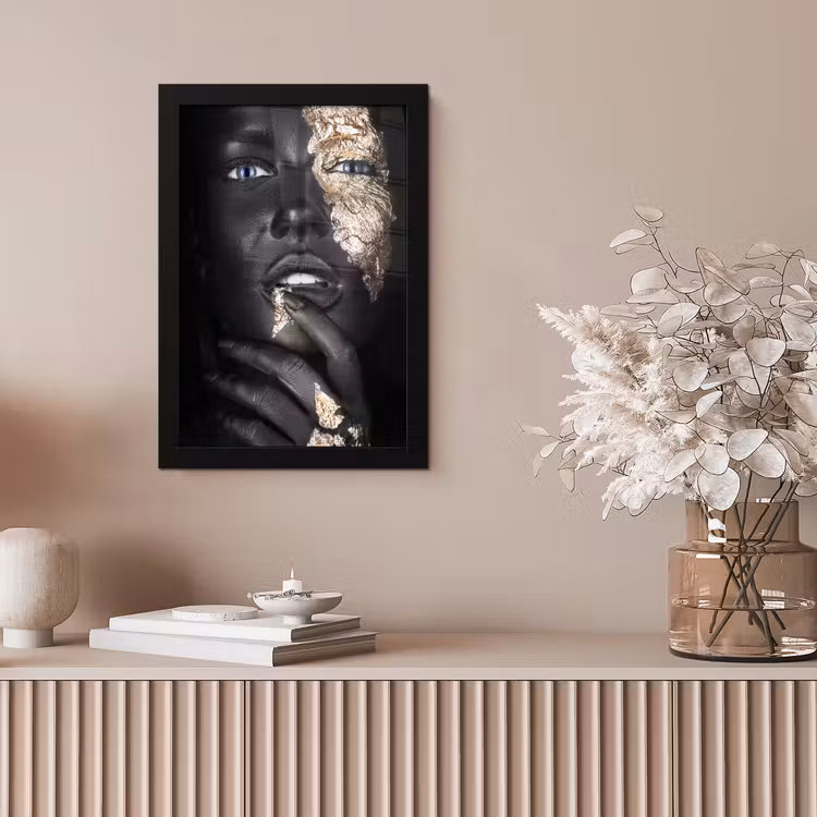 Vrouw - Bladgoud - Zwart - Huid - Luxe fotolijst zwart zonder passe partout klein -sfeer5