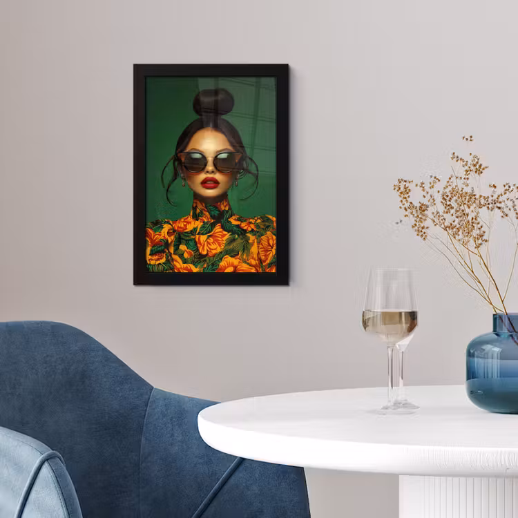 Vrouw - Groen - Modern - Bril - Abstract fotolijst zwart zonder passe partout klein -sfeer4