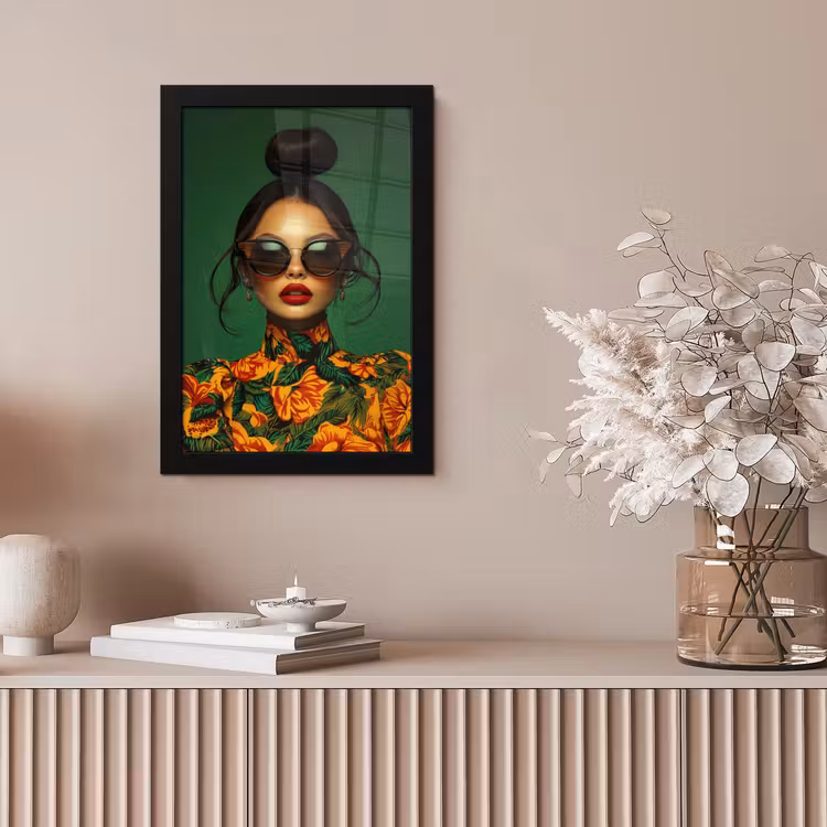 Vrouw - Groen - Modern - Bril - Abstract fotolijst zwart zonder passe partout klein -sfeer5