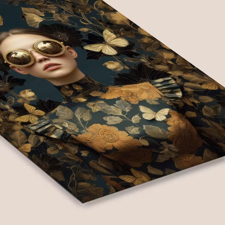 Vrouw - Bladeren - Goud - Vlinders fotolijst zwart zonder passe partout klein -zsfeer6