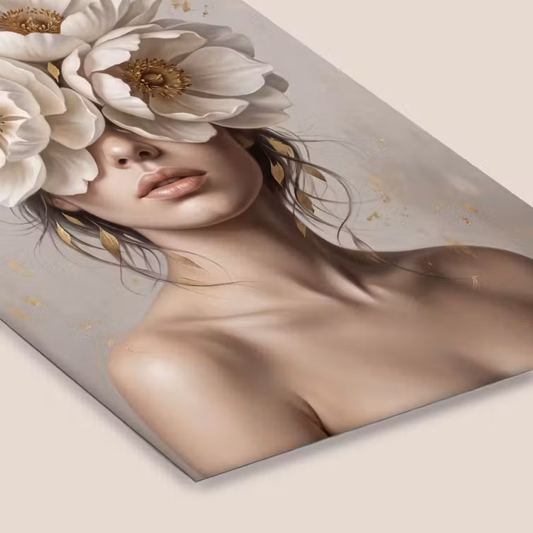 Vrouw - Pioenroos - Wit fotolijst zwart zonder passe partout klein -zsfeer6