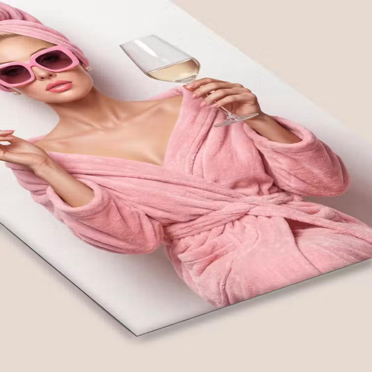 Vrouw - Roze - Wijn - Zonnebril fotolijst zwart zonder passe partout klein -zsfeer6