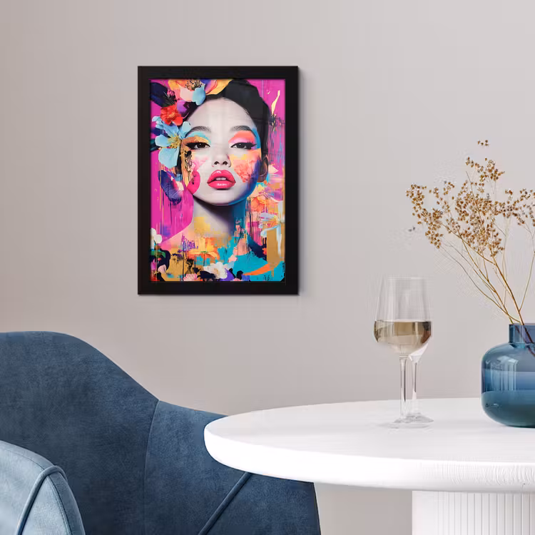 Vrouw - Portret - Abstract - Paars fotolijst zwart zonder passe partout klein -sfeer4
