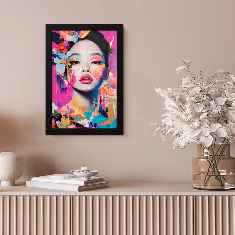 Vrouw - Portret - Abstract - Paars fotolijst zwart zonder passe partout klein -sfeer5
