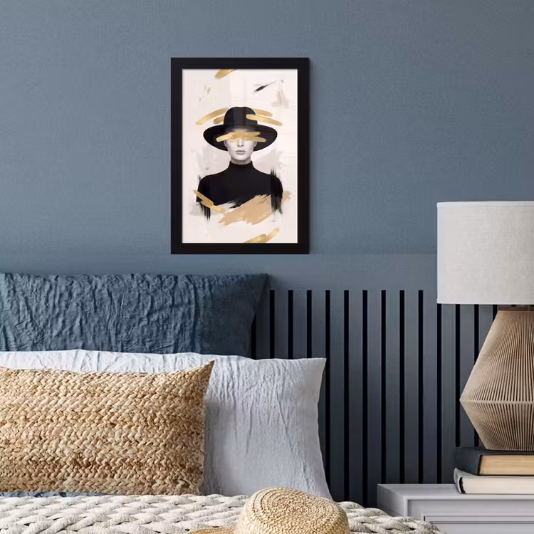 Vrouw - Portret - Modern - Goud - Kunst fotolijst zwart zonder passe partout klein -sfeer3