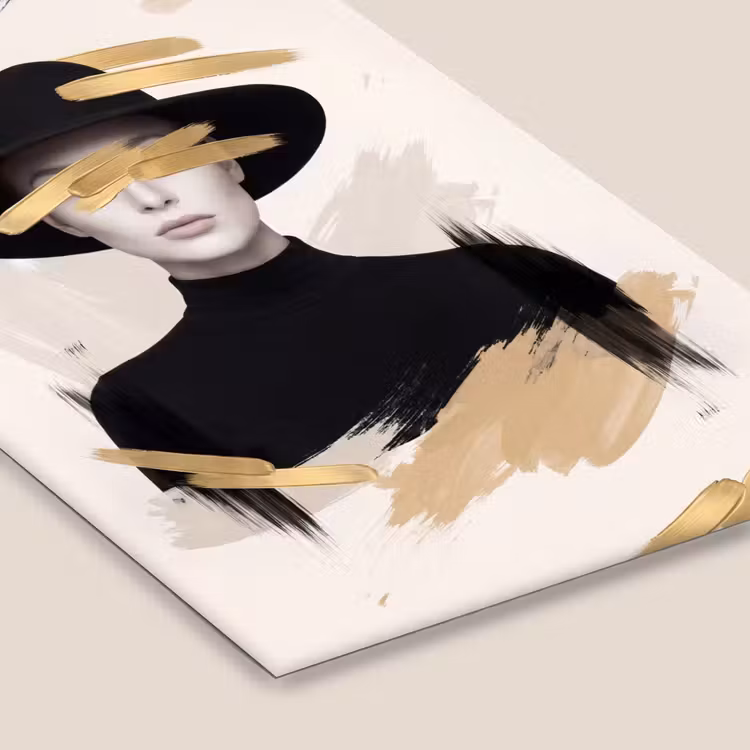 Vrouw - Portret - Modern - Goud - Kunst fotolijst zwart zonder passe partout klein -zsfeer6