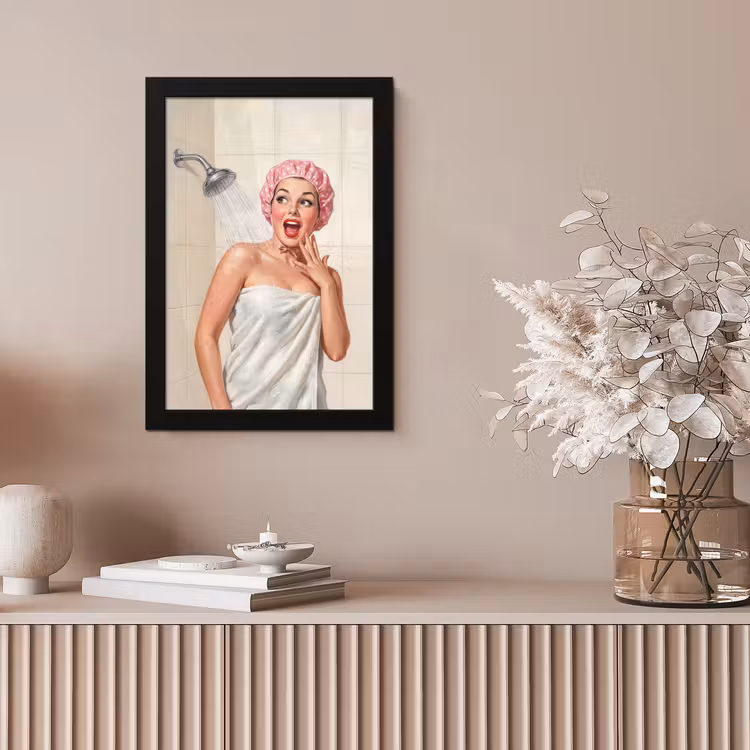 Vrouw - Douche - Roze fotolijst zwart zonder passe partout klein -sfeer5