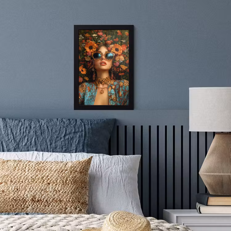 Vrouwen - Bloemen - Modern - Bril - Abstract fotolijst zwart zonder passe partout klein -sfeer3