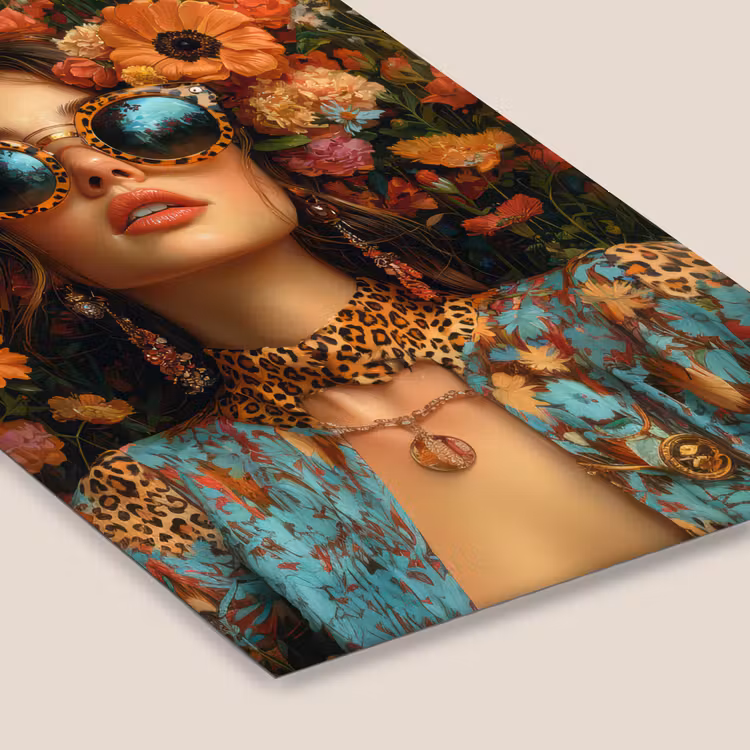 Vrouwen - Bloemen - Modern - Bril - Abstract fotolijst zwart zonder passe partout klein -zsfeer6