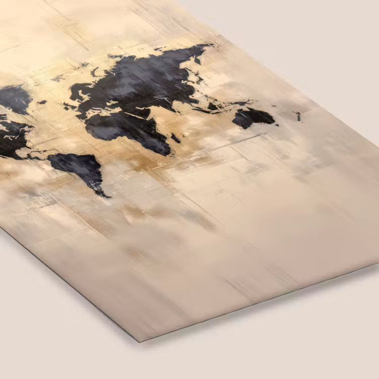 Wereldkaart - Goud - Zwart - Abstract fotolijst zwart zonder passe partout klein -zsfeer6