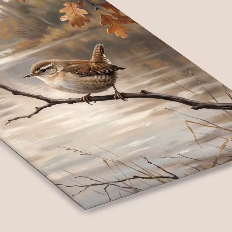 Winterkoninkje - Tak - Rivier - Natuur - Sfeervol fotolijst zwart zonder passe partout klein -zsfeer6