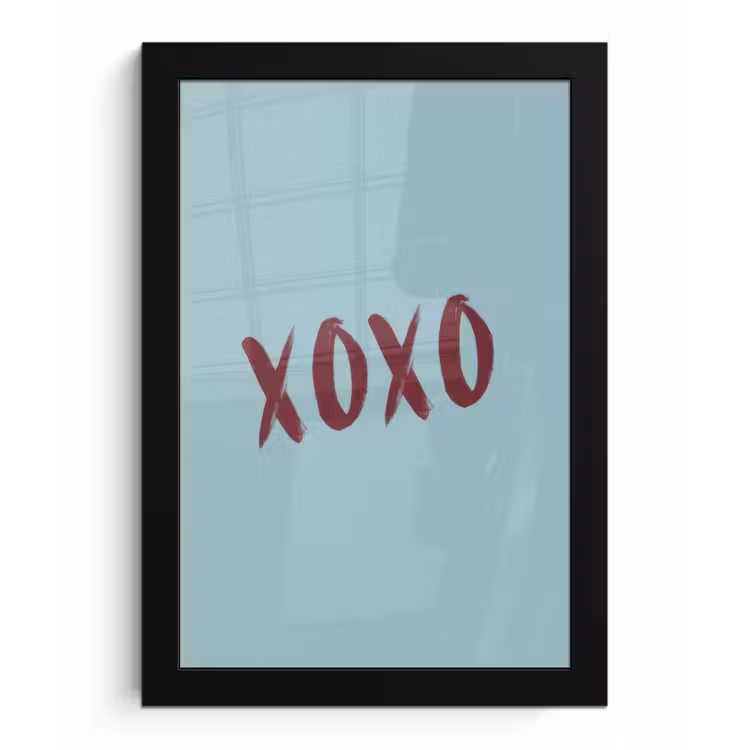 XOXO - Blauw - Rood fotolijst zwart zonder passe partout klein -3d