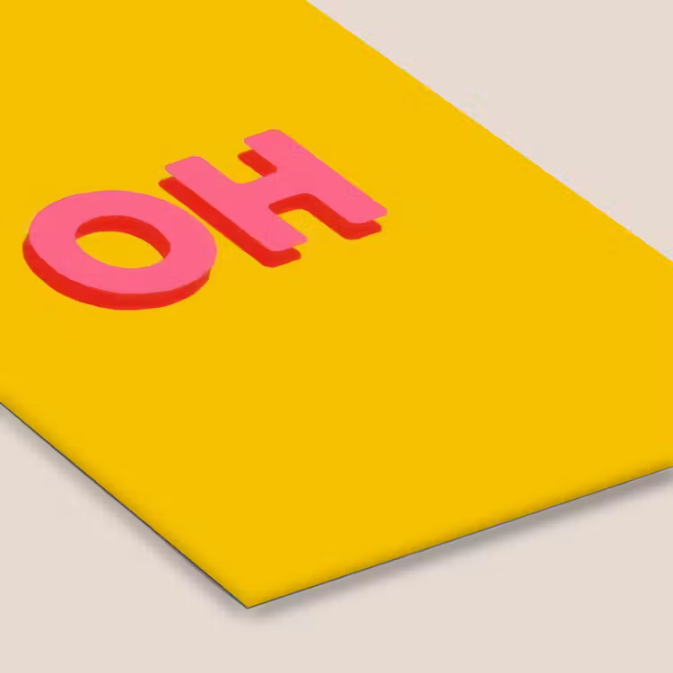 Geel - Roze - Oh - 3D fotolijst zwart zonder passe partout klein -zsfeer6