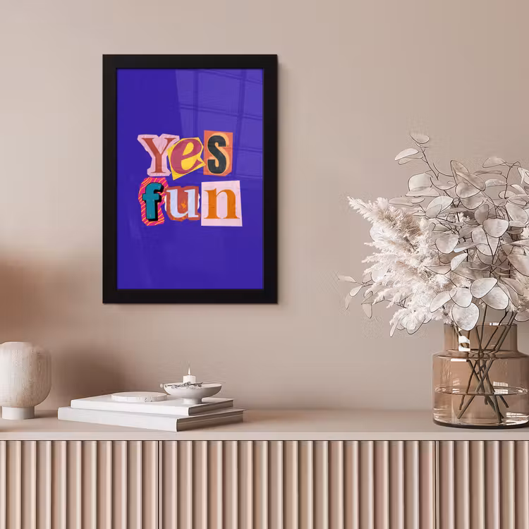 Yes fun - Kleurrijk - Collage-stijl fotolijst zwart zonder passe partout klein -sfeer5