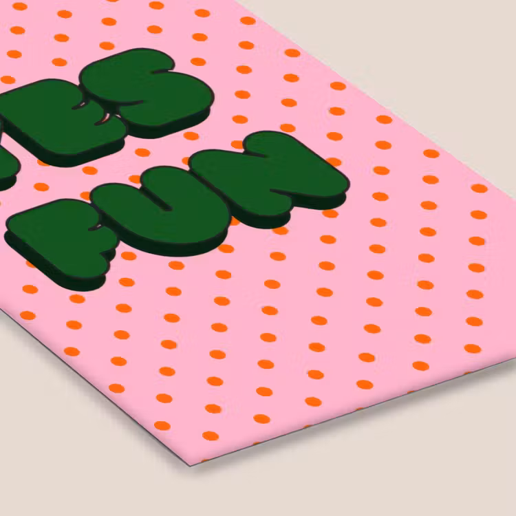 Yes fun - Groen - Roze - Stippen fotolijst zwart zonder passe partout klein -zsfeer6