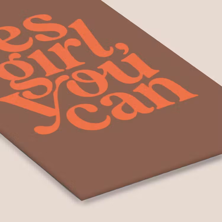 Yes girl you can - Oranje - Bruin fotolijst zwart zonder passe partout klein -zsfeer6