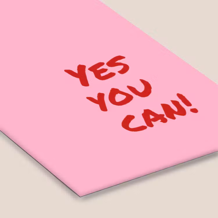Yes you can do it - Rood - Roze fotolijst zwart zonder passe partout klein -zsfeer6