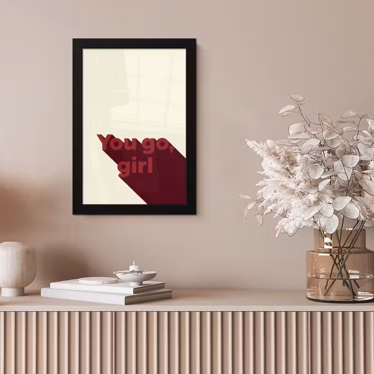 you go girl - 3D - Rood fotolijst zwart zonder passe partout klein -sfeer5