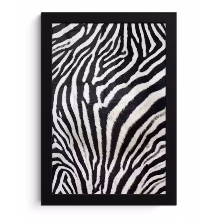 Zebra - Vacht - Klassiek - Zwart - Wit fotolijst zwart zonder passe partout klein -3d