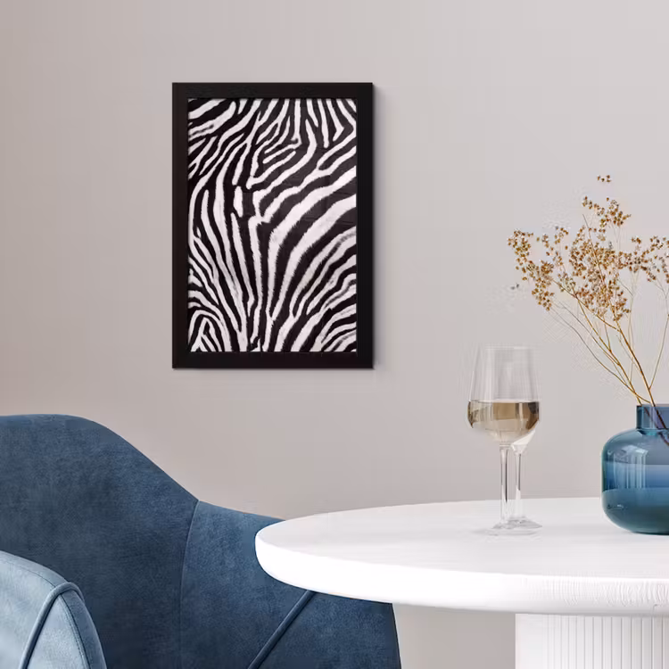 Zebra - Vacht - Klassiek - Zwart - Wit fotolijst zwart zonder passe partout klein -sfeer4