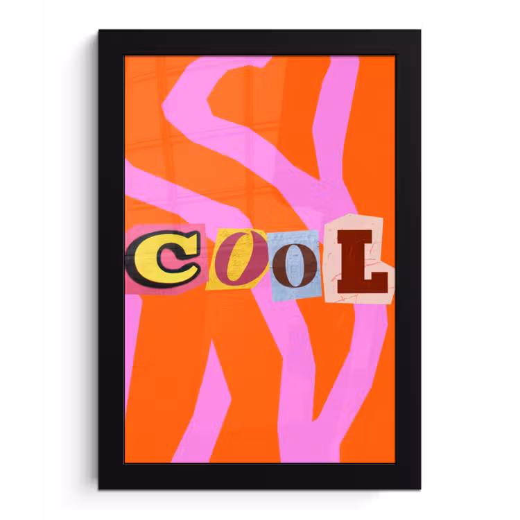 Zebraprint - Grafisch - COOL - Oranje fotolijst zwart zonder passe partout klein -3d