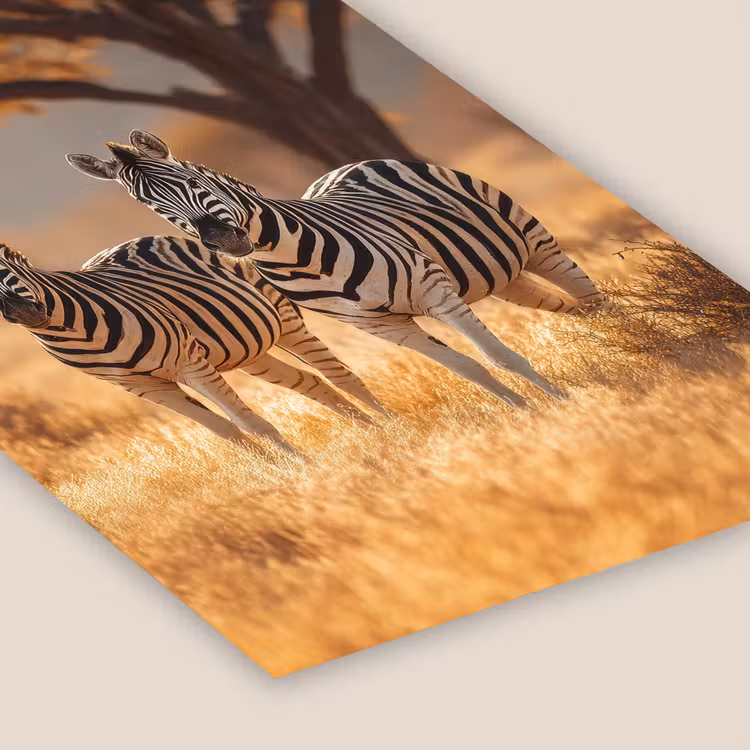 Zebra's - Savannelandschap - Gras fotolijst zwart zonder passe partout klein -zsfeer6