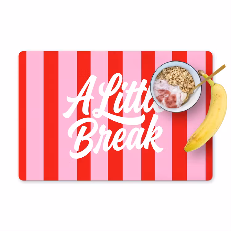 A Little Break - Strepen - Rood - Roze Placemat vinyl groot -zzzproduct_Kitchenyeah-website