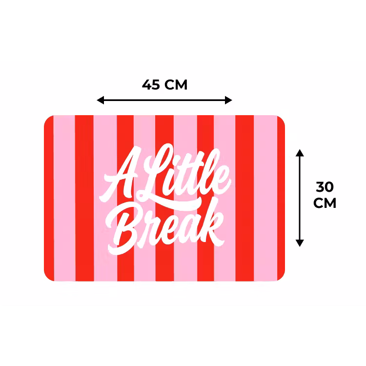 A Little Break - Strepen - Rood - Roze Placemat vinyl groot -specs