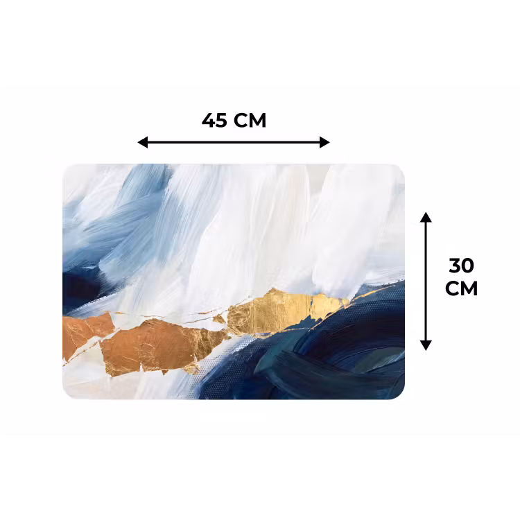 Abstract - Acryl - Blauw - Goud - Elegant Placemat vinyl groot -specs