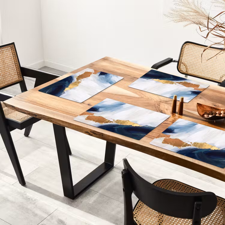 Abstract - Acryl - Blauw - Goud - Elegant Placemat vinyl groot -zzsfeer4_Kitchenyeah-website