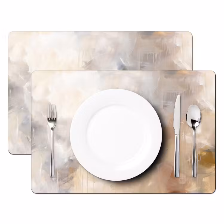Abstract - Borstelstreken - Modern - Beige - Kunst Placemat vinyl groot -zzsfeer2_Kitchenyeah-website
