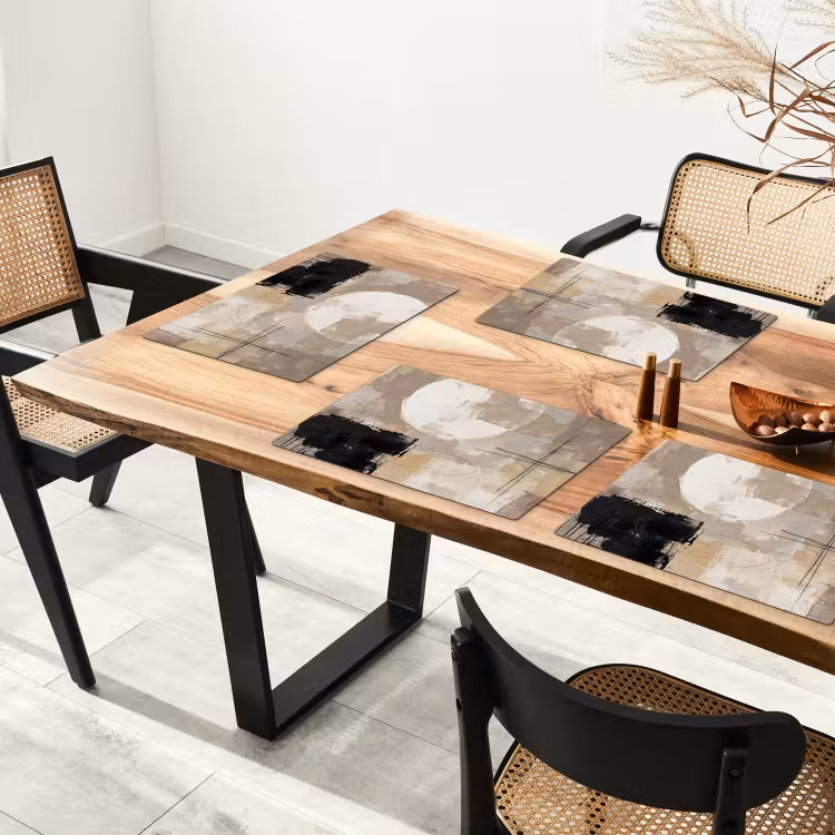 Abstract - Cirkel - Modern - Beige - Zwart - Minimalistisch Placemat vinyl groot -zzsfeer4_Kitchenyeah-website