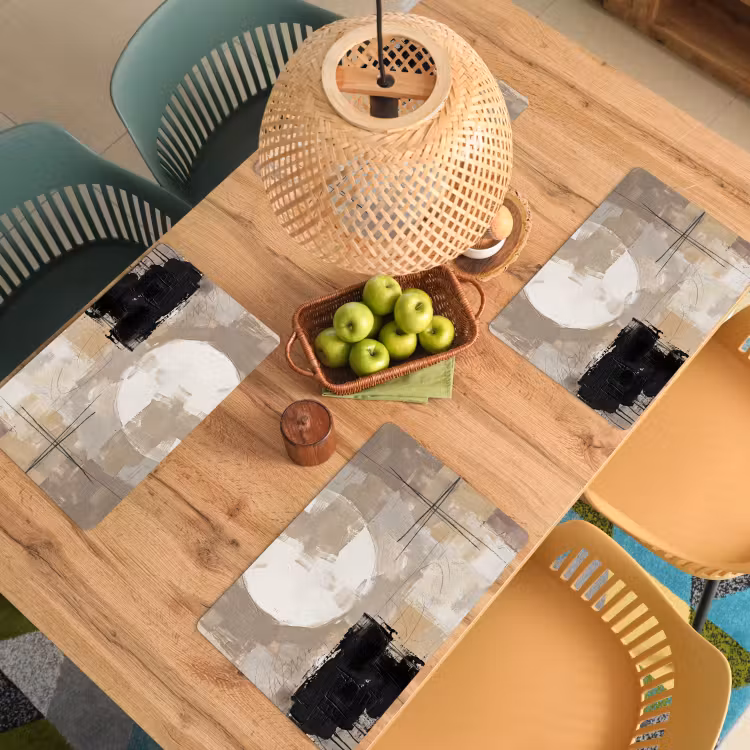 Abstract - Cirkel - Modern - Beige - Zwart - Minimalistisch Placemat vinyl groot -zzsfeer5_Kitchenyeah-website
