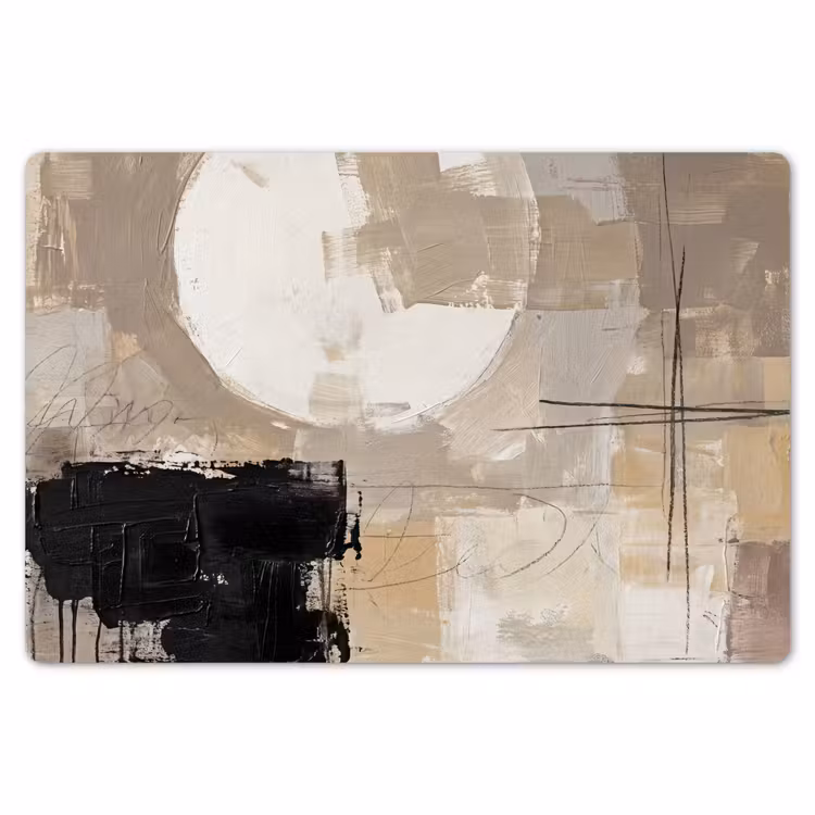Abstract - Cirkel - Modern - Beige - Zwart - Minimalistisch Placemat vinyl groot -zzsfeer1_Kitchenyeah-website