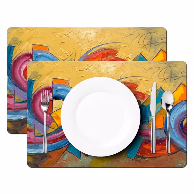 Abstract - Cirkels - Schilderij - Kleurrijk - Dynamisch Placemat vinyl groot -zzsfeer2_Kitchenyeah-website