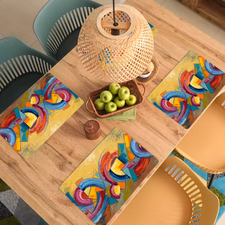 Abstract - Cirkels - Schilderij - Kleurrijk - Dynamisch Placemat vinyl groot -zzsfeer5_Kitchenyeah-website