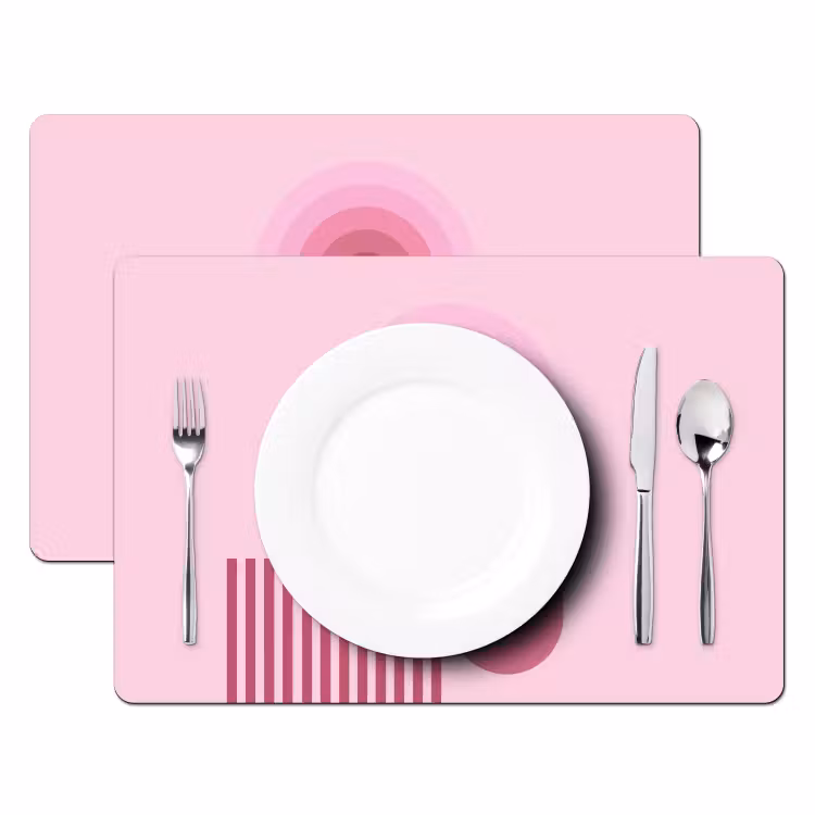Abstract - Cirkels - Strepen - Modern - Roze Placemat vinyl groot -zzsfeer2_Kitchenyeah-website