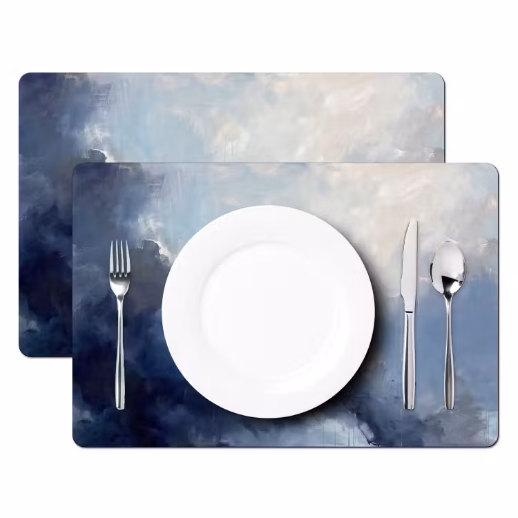 Abstract - Wolken - Modern - Blauw - Kunst Placemat vinyl groot -zzsfeer2_Kitchenyeah-website