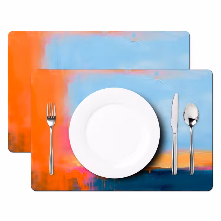 Abstract - Kleurvlakken - Modern - Oranje - Blauw Placemat vinyl groot -zzsfeer2_Kitchenyeah-website
