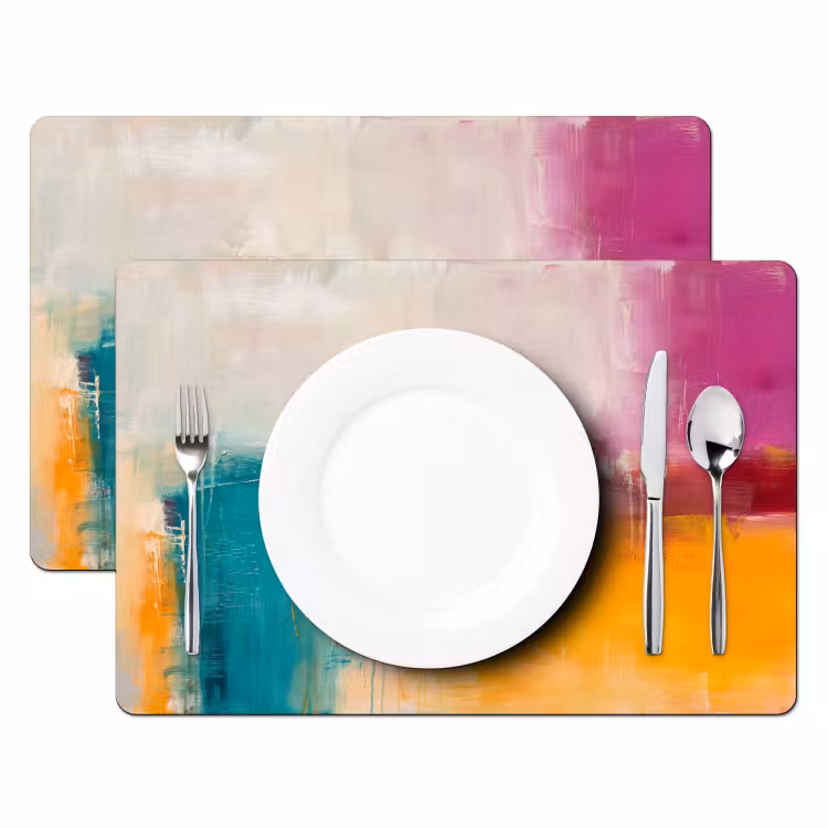 Abstract - Kleurrijk - Modern - Kunst - Oranje Placemat vinyl groot -zzsfeer2_Kitchenyeah-website