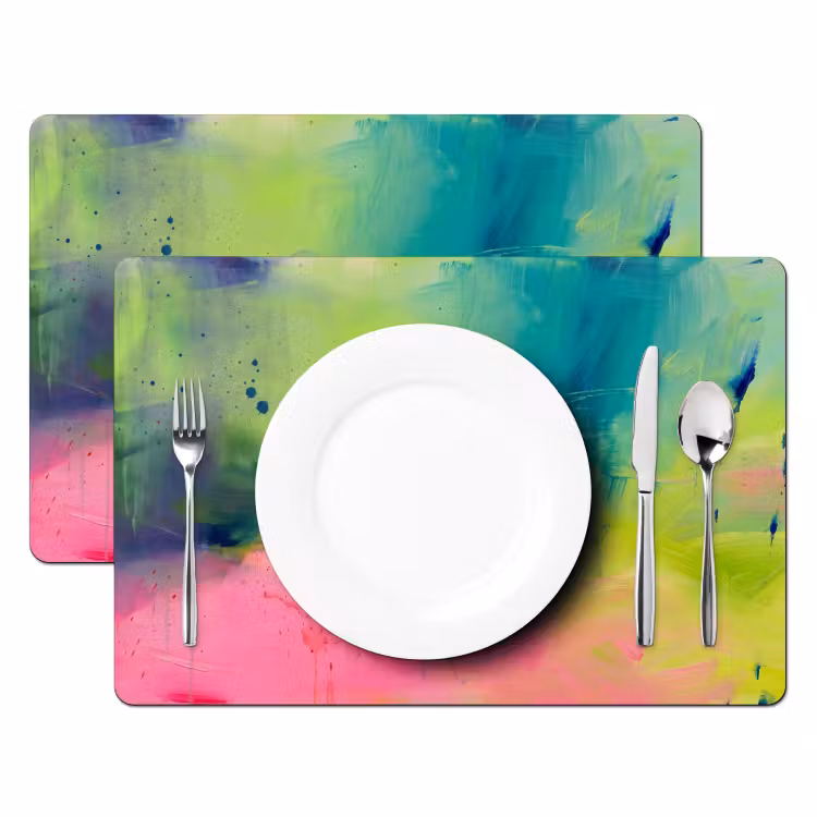 Abstract - Kleuren - Modern - Groen - Roze Placemat vinyl groot -zzsfeer2_Kitchenyeah-website
