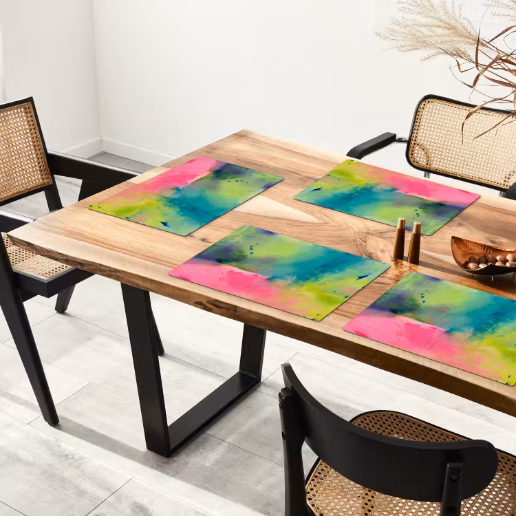 Abstract - Kleuren - Modern - Groen - Roze Placemat vinyl groot -zzsfeer4_Kitchenyeah-website