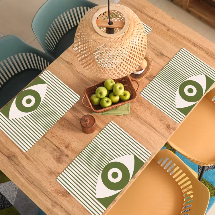 Abstract - Oog - Strepen - Modern - Groen Placemat vinyl groot -zzsfeer5_Kitchenyeah-website